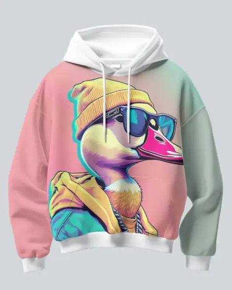 DripDuck hoodie front view with stylish duck logo