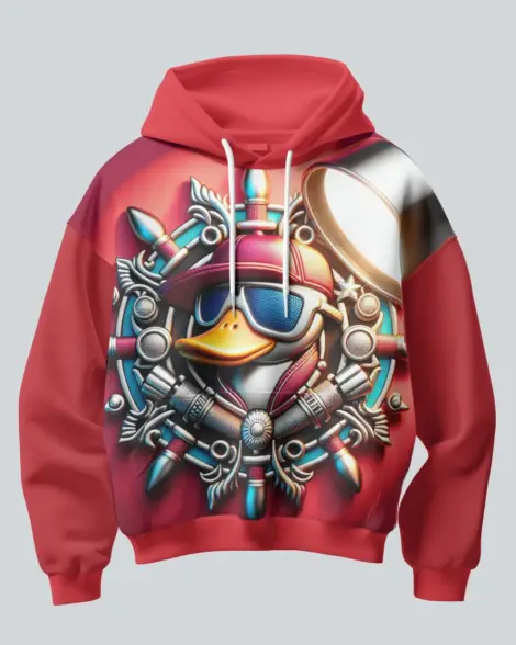 Nest Vibes pullover front view duck hoodie